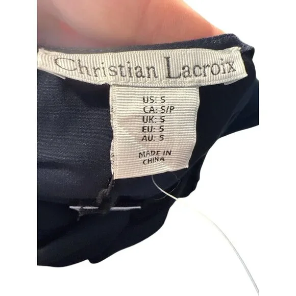 Christian Lacroix Navy & White Halter Neck Dress Back Tie Detail Size S NWT - Picture 5 of 8